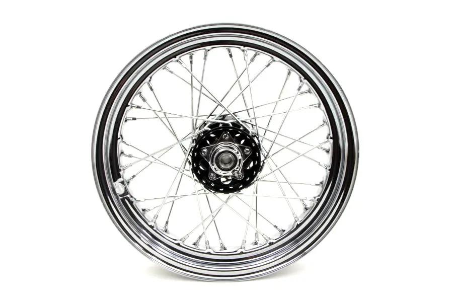 V-Twin 16 inch x 3.00 inch Replica Front or Rear Spoke Wheel with Zicad Finish for Harley Davidson EL and FL Models by V-Twin