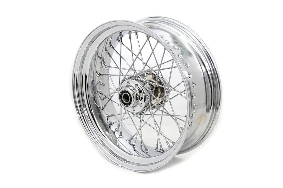 V-Twin 17 Inch x 6.00 Inch Chrome Rear Wheel for Harley Davidson FXST & FLST Models (Part #64564) by V-Twin