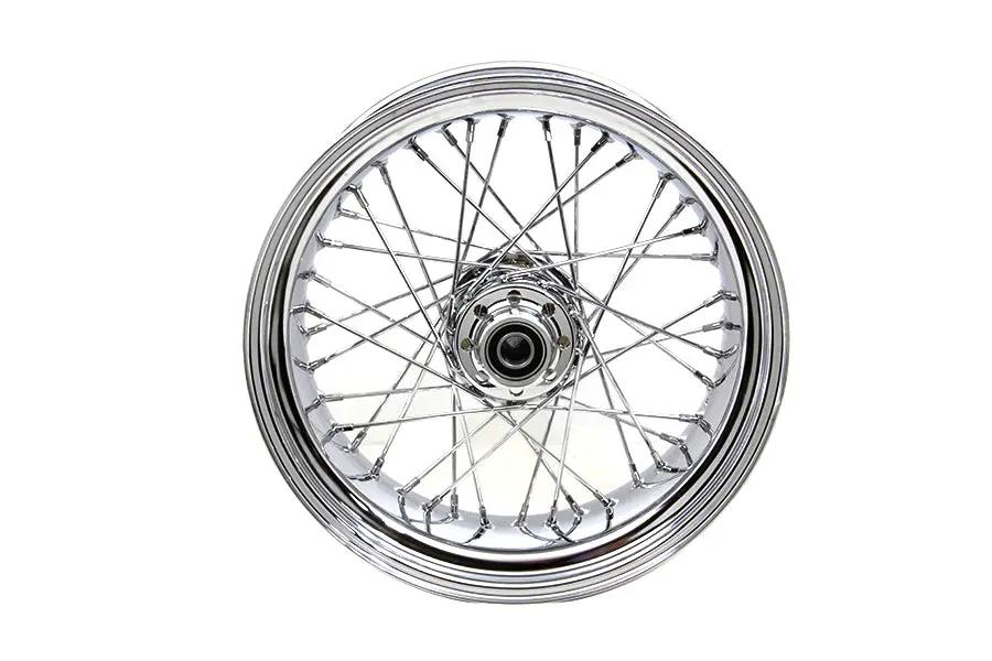 V-Twin 17 Inch x 6.00 Inch Chrome Rear Wheel for Harley Davidson FXST & FLST Models (Part #64564) by V-Twin