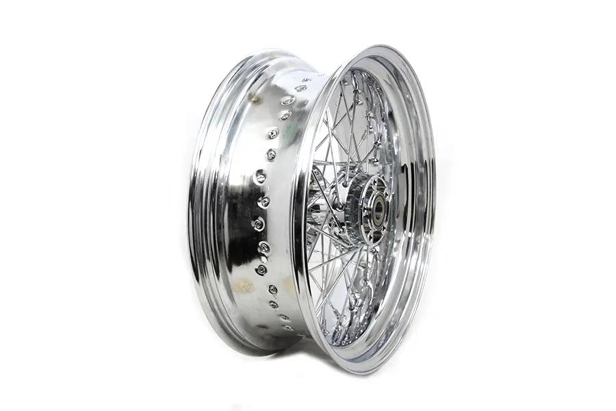 V-Twin 17 Inch x 6.00 Inch Chrome Rear Wheel for Harley Davidson FXST & FLST Models (Part #64564) by V-Twin