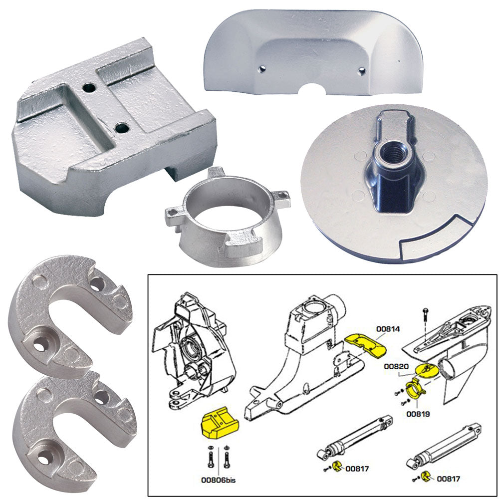 Tecnoseal Mercury Alpha 1 Gen 2 Aluminum Anode Kit with Hardware