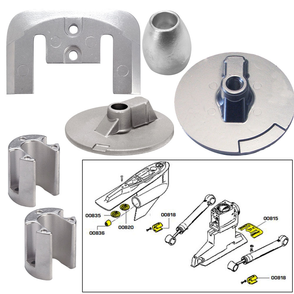 Tecnoseal Zinc Anode Kit with Hardware for Mercury Bravo 3 2004-Present | Part #20805