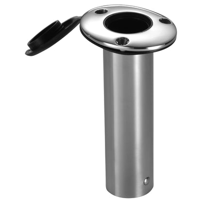 Attwood Marine Standard Series Stainless Steel Flush Mount Rod Holder - 2 Inch Diameter, 7.5 Inch Length with Black Insert