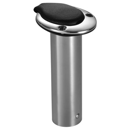 Attwood Marine Standard Series Stainless Steel Flush Mount Rod Holder - 2 Inch Diameter, 7.5 Inch Length with Black Insert