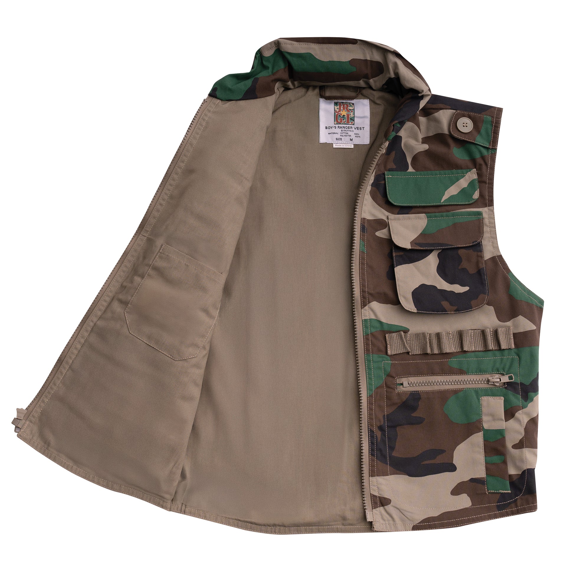 Rothco Kids Ranger Vest Woodland Camo Size Large - Durable Outdoor Vest for Young Adventurers