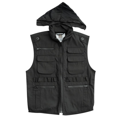 Rothco Kids Ranger Vest Black Size Small - Versatile Outdoor Youth Vest with Multiple Pockets and Concealed Hood
