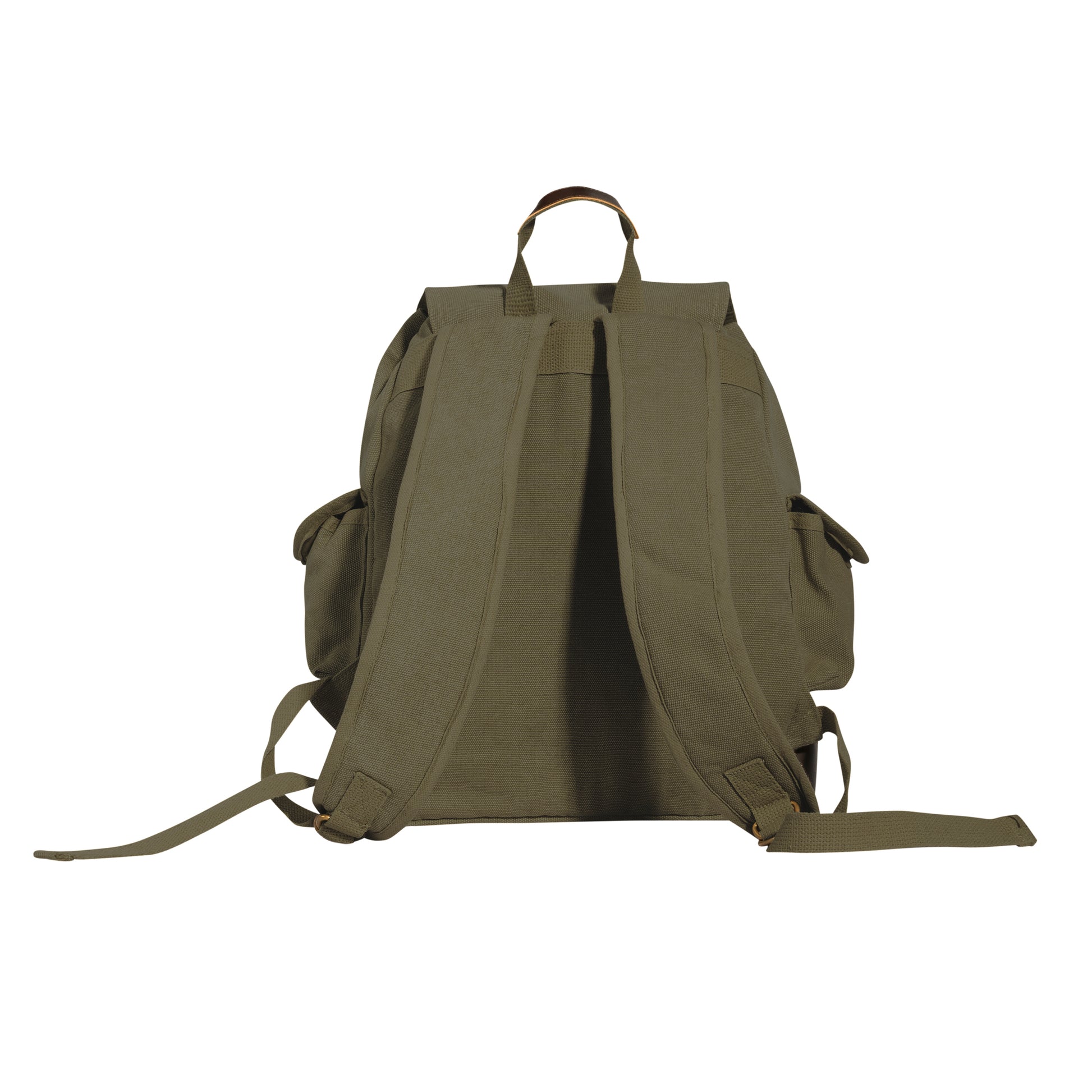 Rothco Vintage Expedition Rucksack Olive Drab - Durable Canvas Backpack with Leather Accents
