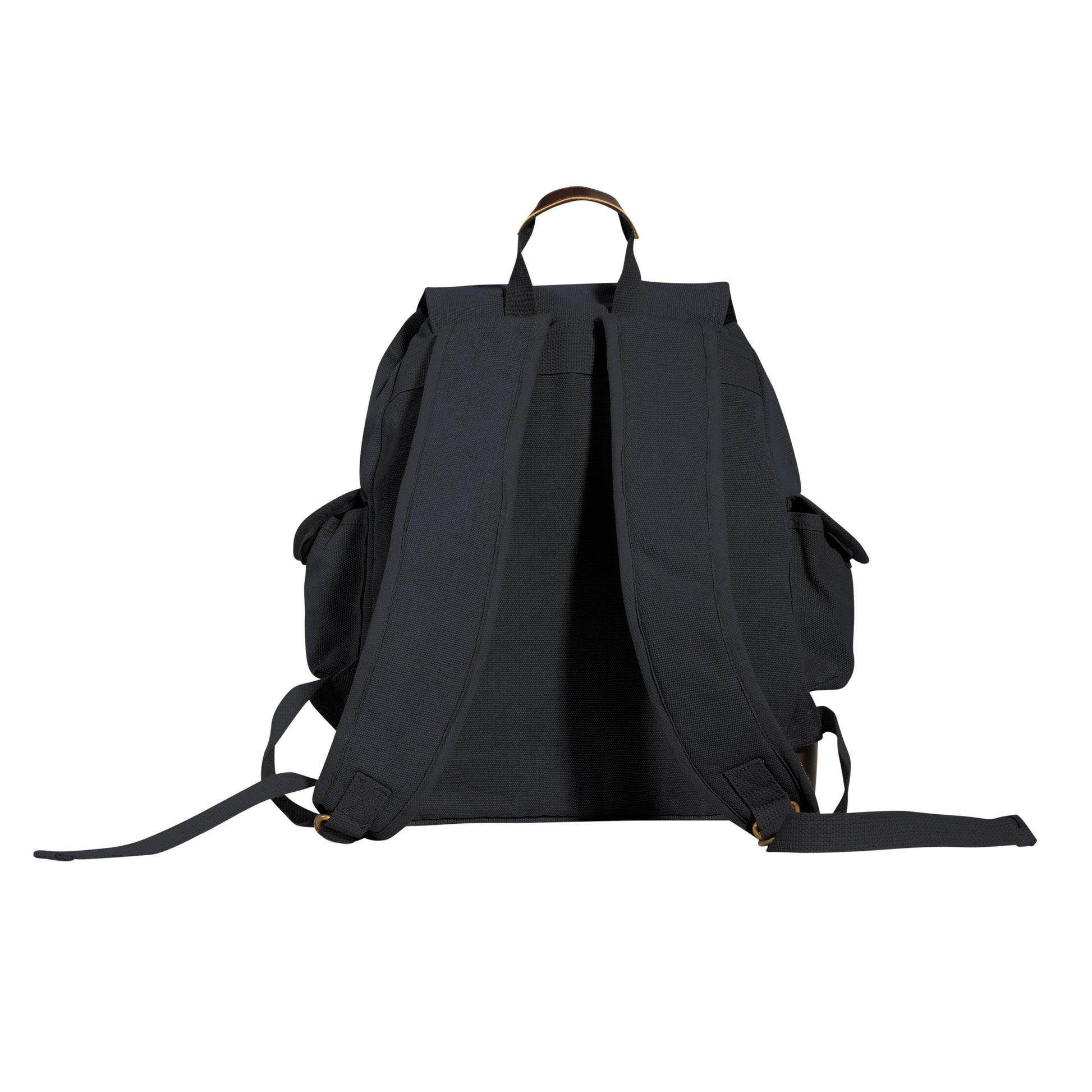 Rothco Vintage Expedition Rucksack Black - Durable Canvas Backpack with Leather Accents