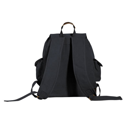 Rothco Vintage Expedition Rucksack Black - Durable Canvas Backpack with Leather Accents