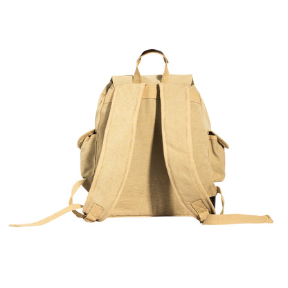 Rothco Vintage Expedition Rucksack Khaki - Durable Canvas Backpack with Leather Accents