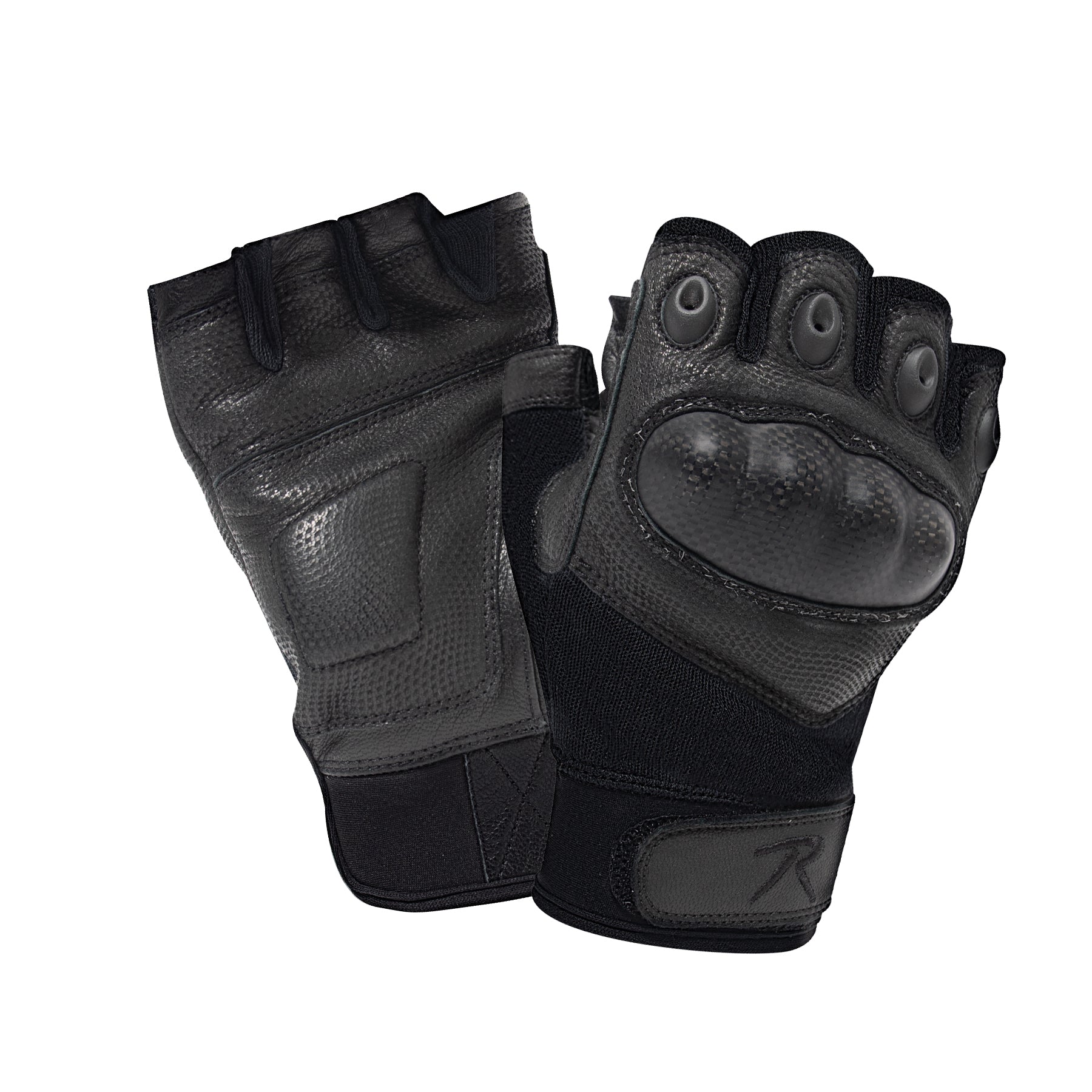 Rothco Fingerless Cut-Resistant Carbon Hard Knuckle Gloves Size Small