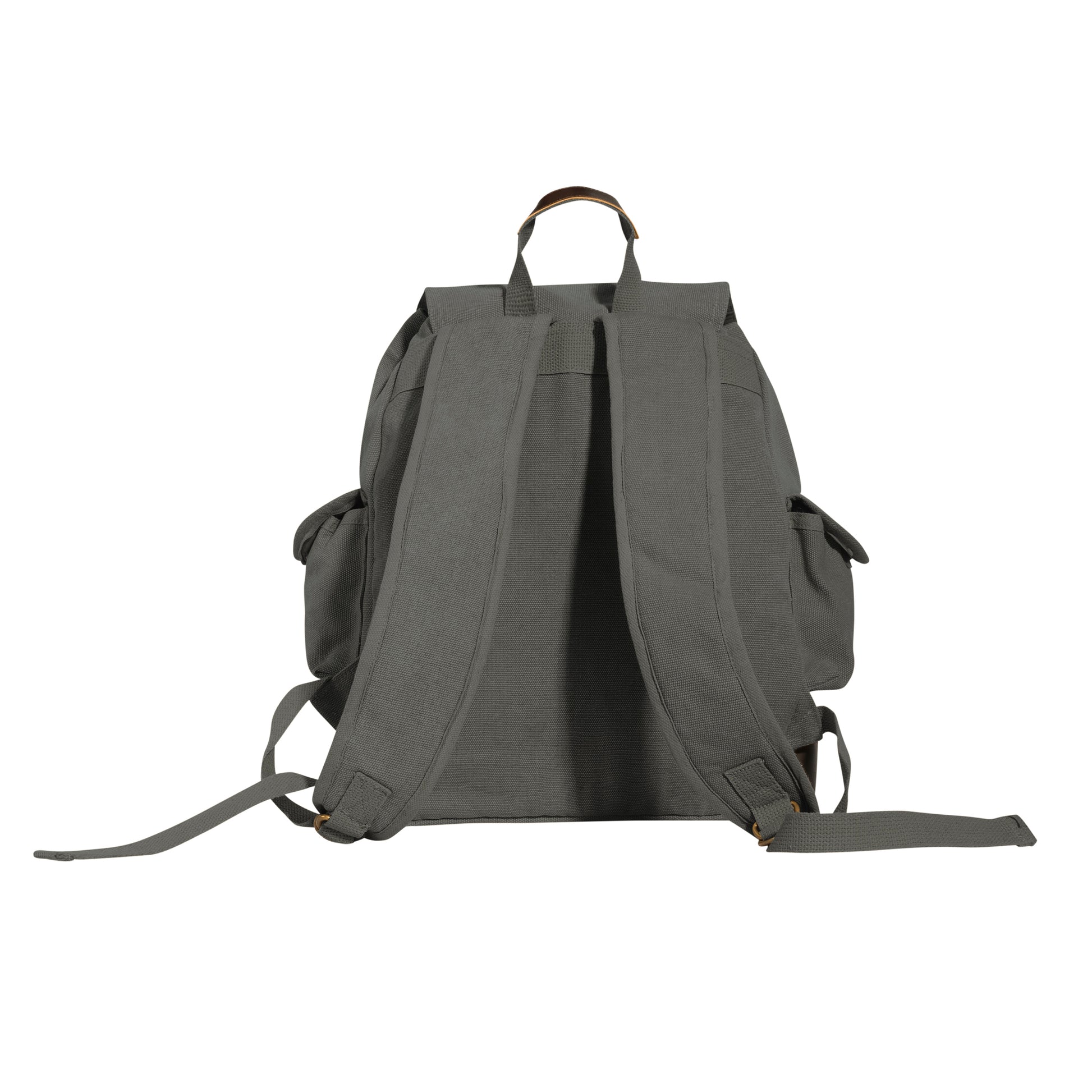 Rothco Vintage Expedition Rucksack Charcoal Grey - Durable Canvas Backpack with Leather Accents