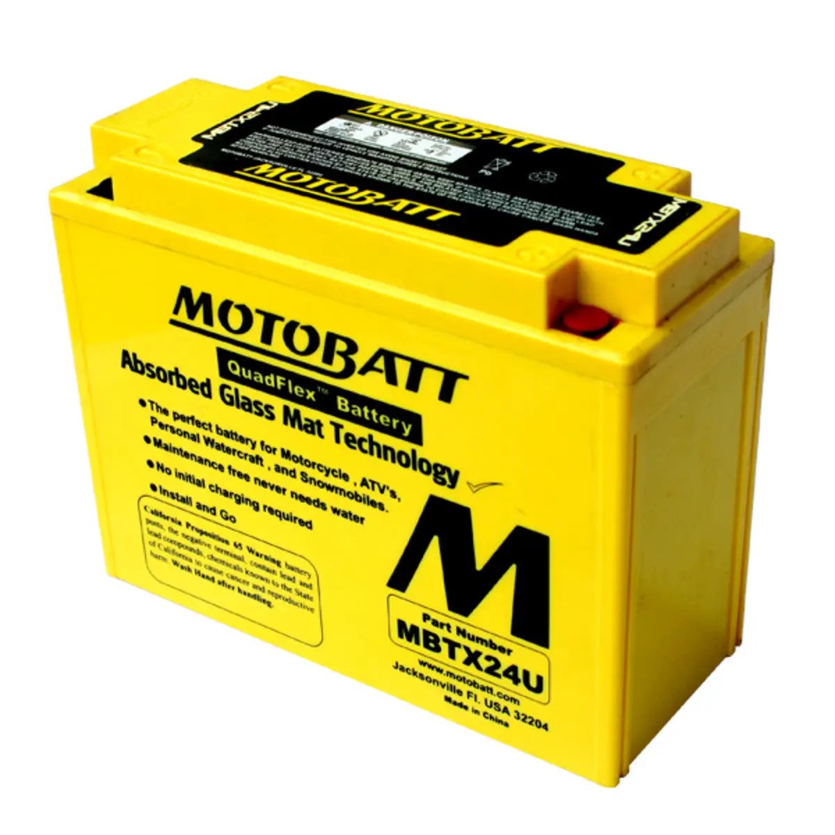 Motobatt MBTX24U 12 Volt AGM Fully Sealed Yellow Battery for Harley Davidson FLT by Motobatt