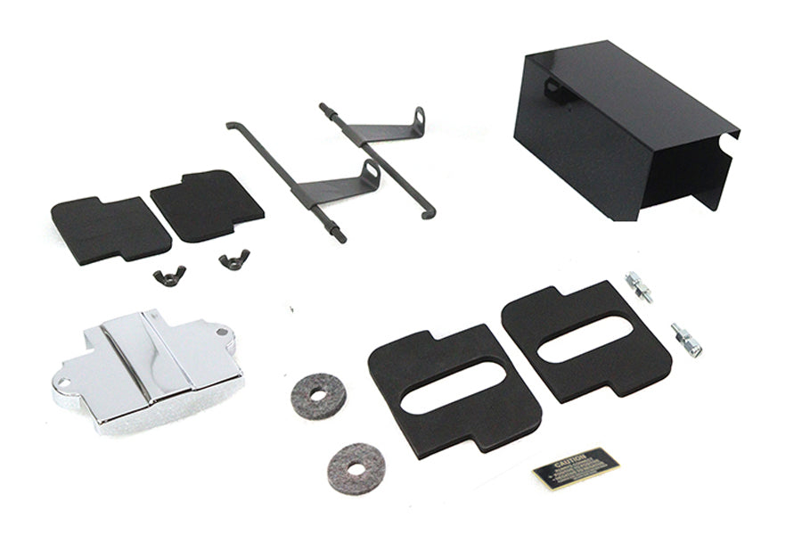 V-Twin 12 Volt Battery Box Kit 53-0657 for Harley-Davidson FL