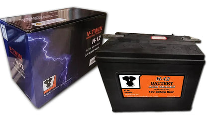 V-Twin H-12 Sealed AGM Battery for Harley Davidson FLH - 370 Cold Cranking Amps by V-Twin