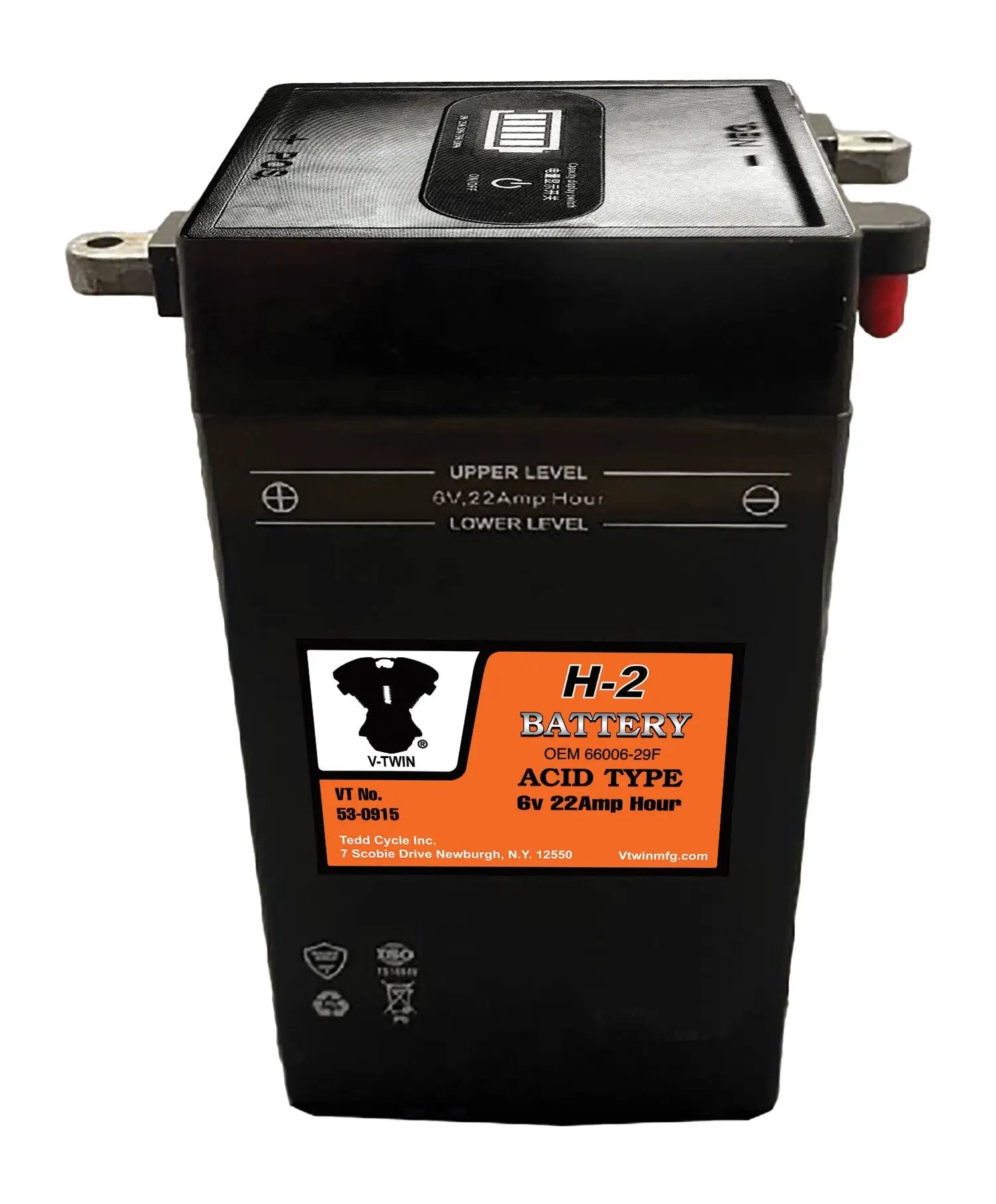 V-Twin H-2 6 Volt 22 Amp Battery with Vent Tube for Harley Davidson W Models by V-Twin