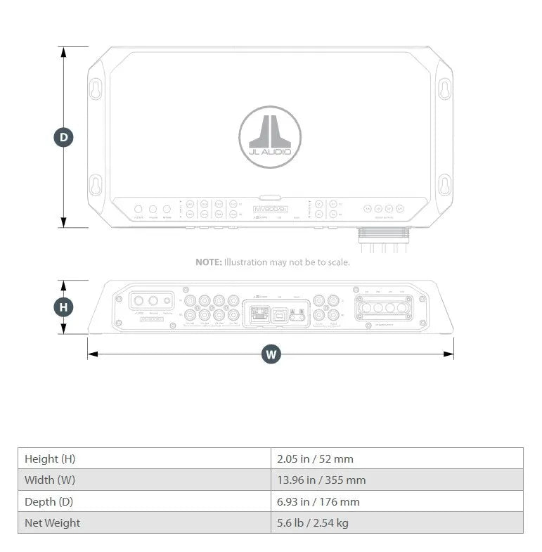 JL Audio MVi Marine Amplifier 8 Channel Full-Range 800 Watts 12v Integrated DSP