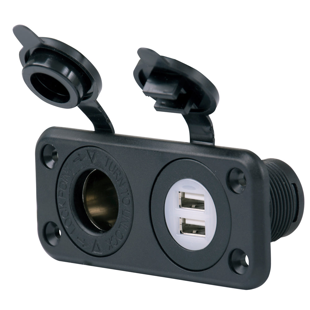Marinco SeaLink Deluxe Dual USB Charger & 12V Receptacle (Part #12VCOMBO)