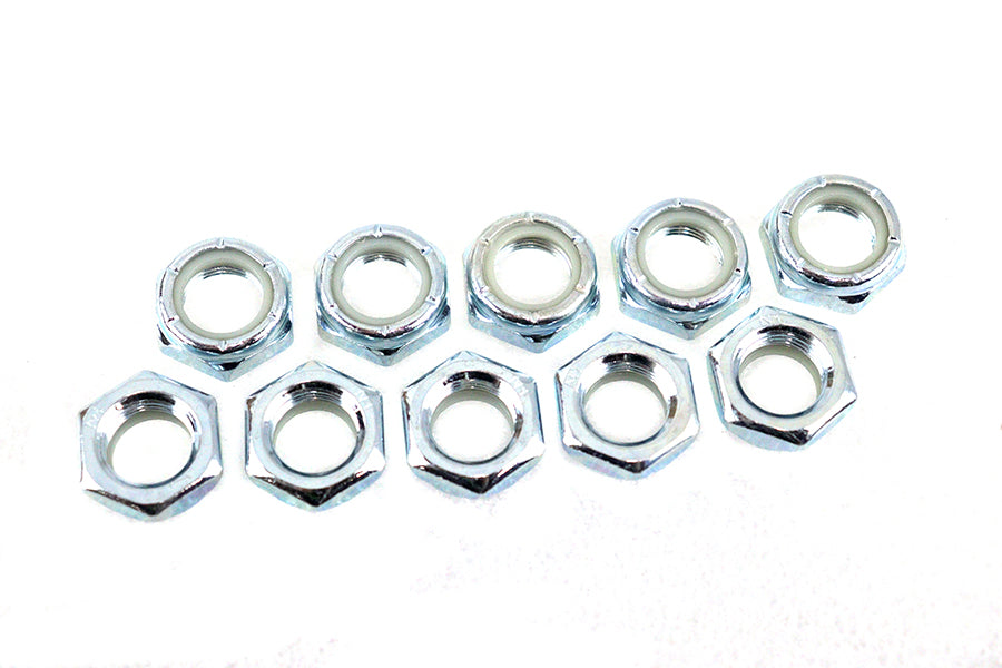 V-Twin Zinc Nyloc Shock Stud Nut - 5/8-18 UNC Thread for Harley Davidson FL Models