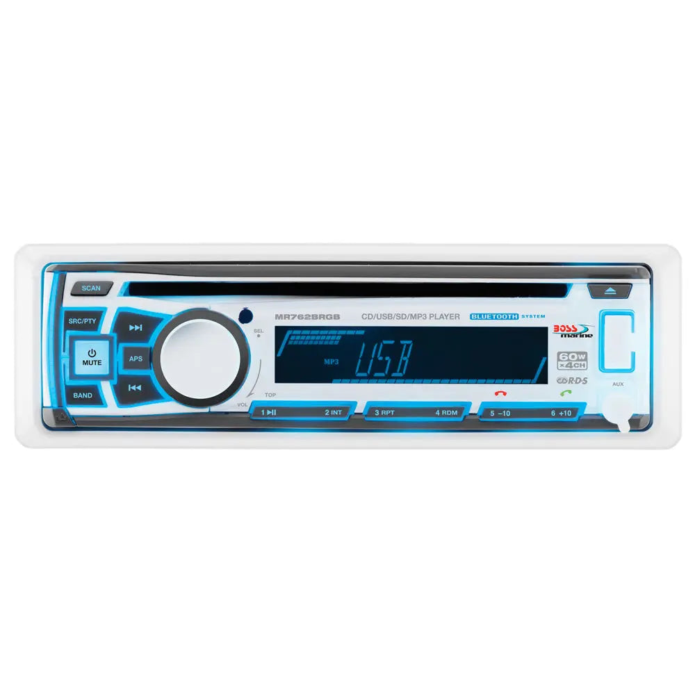 Boss Audio MR762BRGB Marine Stereo with AM/FM, CD, Bluetooth, and USB
