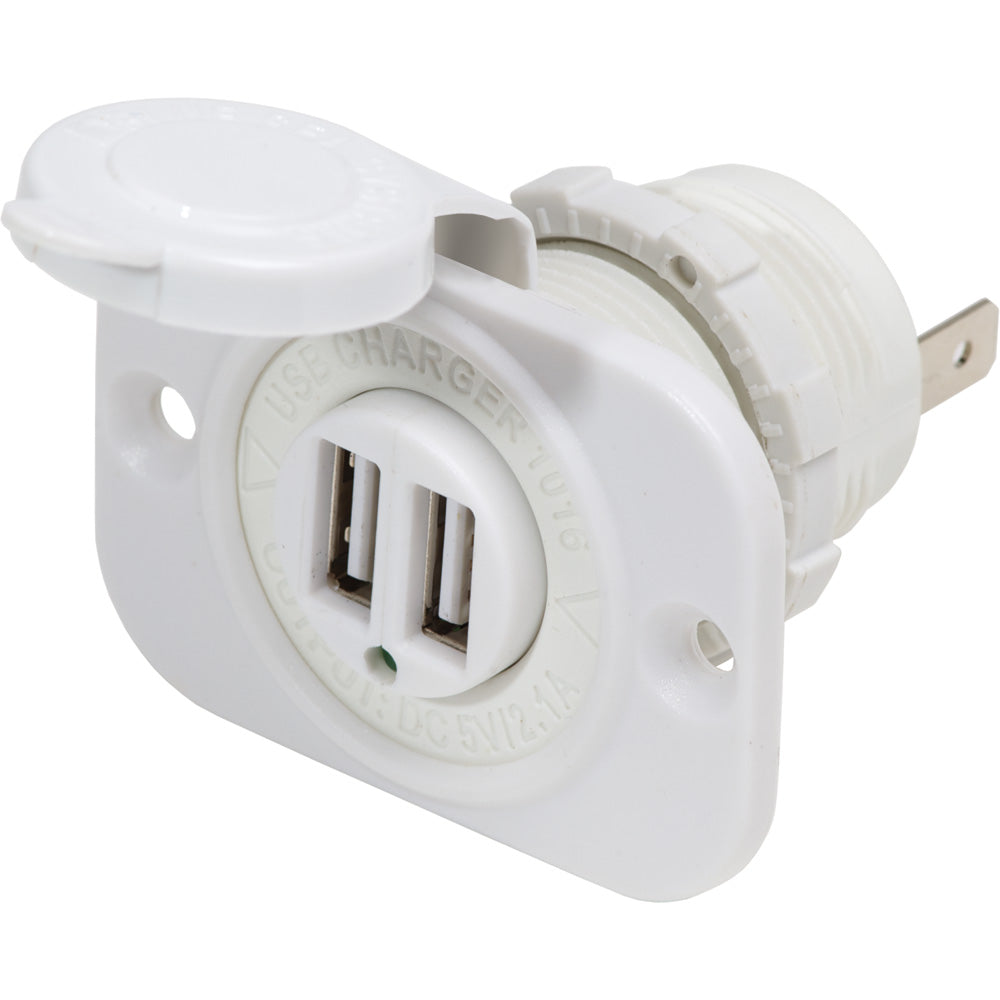 Blue Sea Systems 1016200 12V DC Dual USB Charger Socket, White