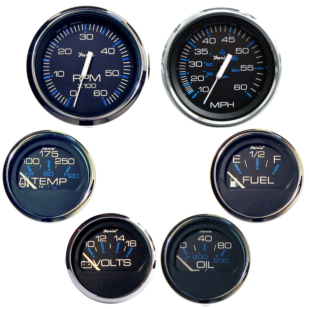 Faria Beede Instruments Chesapeake Black SS Boxed Set for Inboard Motors