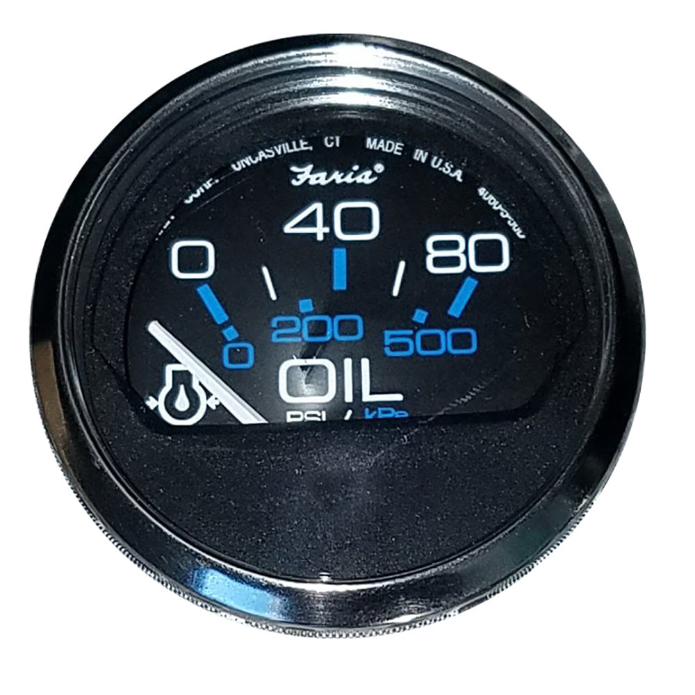 Faria Chesapeake Black 2-Inch Oil Pressure Gauge (80 PSI) - Faria Beede Instruments