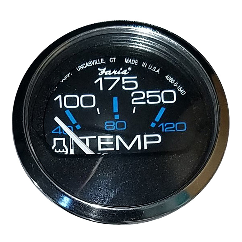 Faria Beede Instruments Chesapeake Black 2-Inch Water Temperature Gauge (100-250°F)