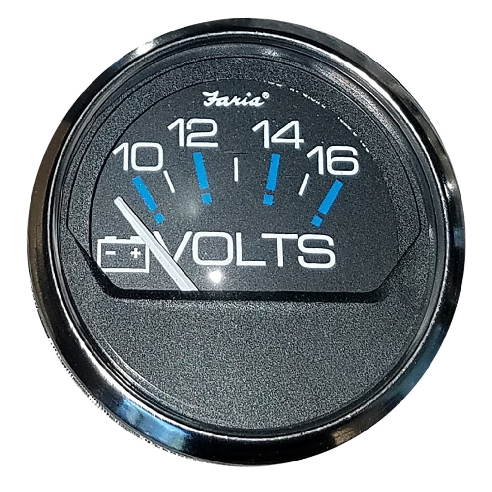 Faria Beede Instruments Chesapeake Black 2-Inch Voltmeter (10-16 VDC)