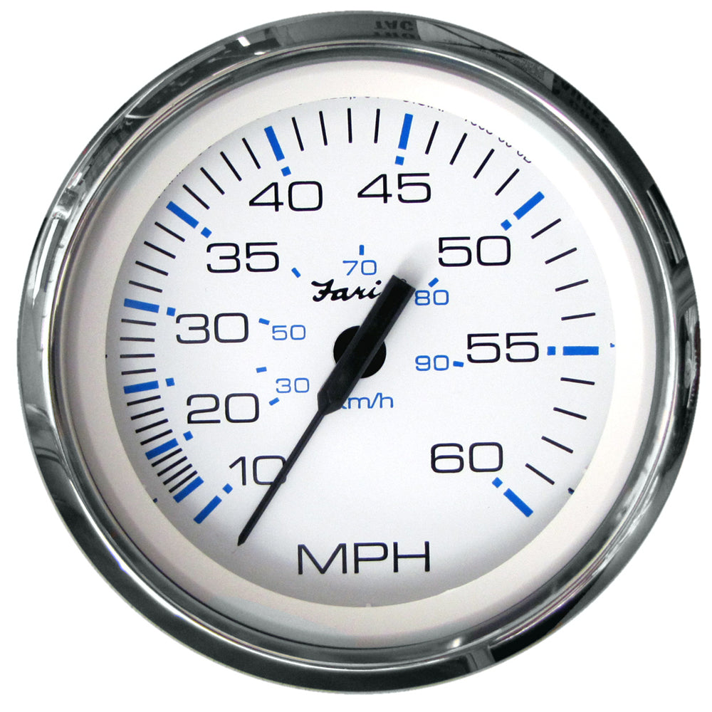 Faria Beede Instruments Chesapeake White SS 4-Inch Speedometer - 60 MPH (Pitot)