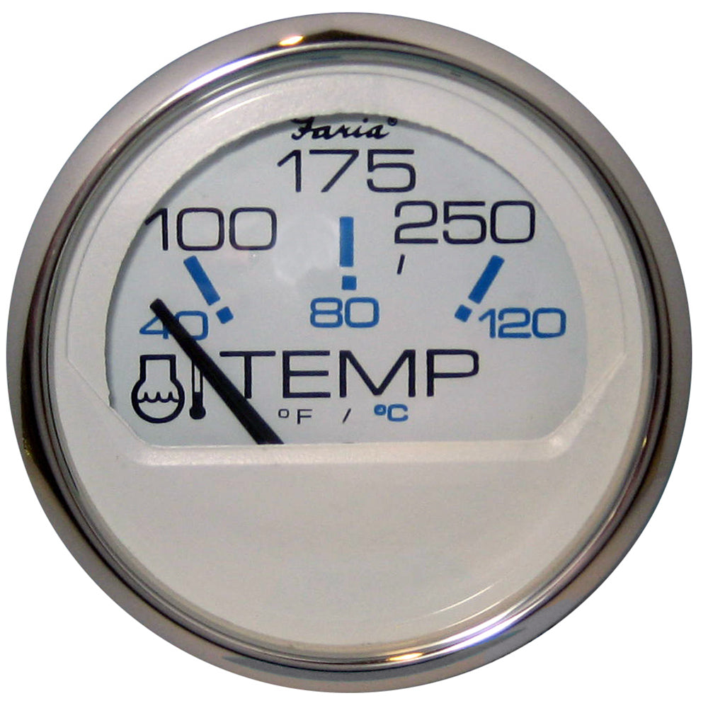 Faria Beede Instruments Chesapeake White SS 2-Inch Water Temperature Gauge (100-250°F)