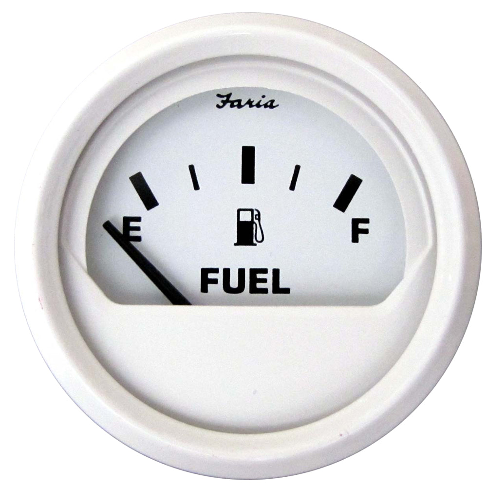 Faria Beede Instruments Dress White 2-Inch Fuel Level Gauge (E-1/2-F)