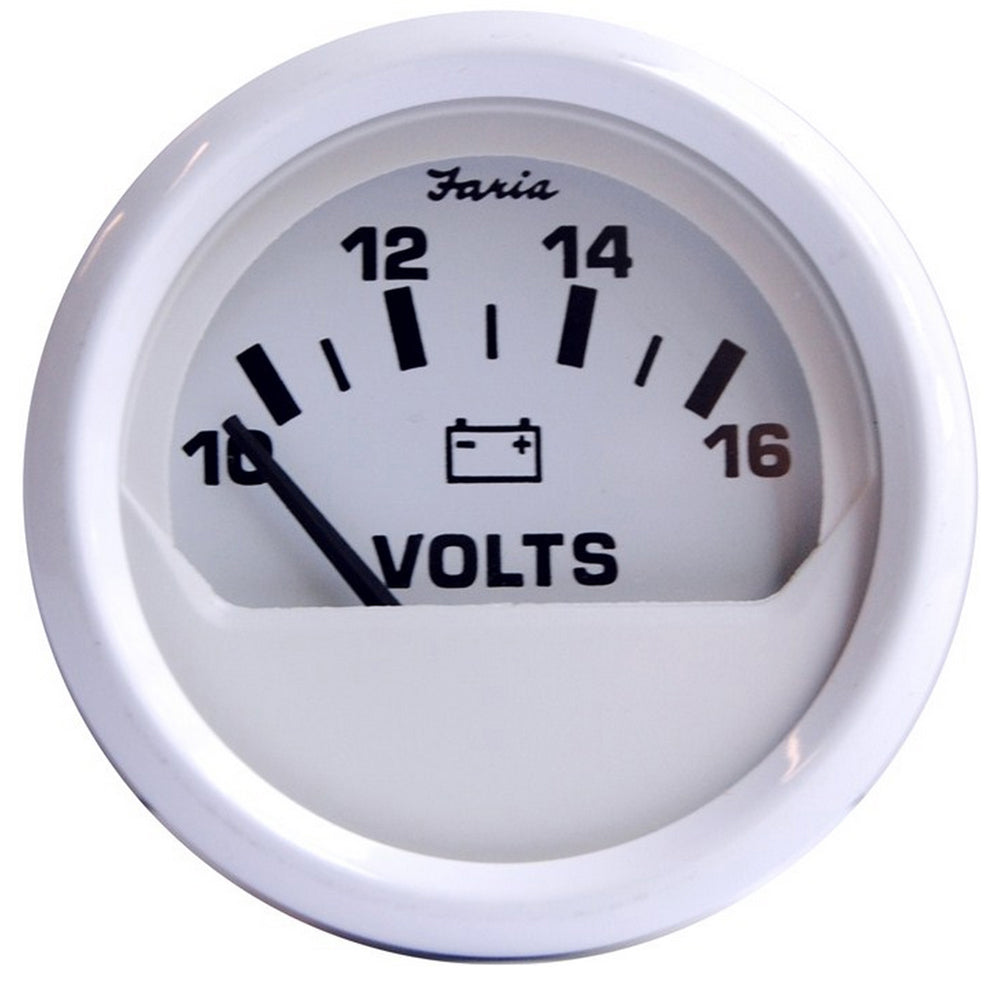 Faria Beede Instruments Dress White 2-Inch Voltmeter (10-16 VDC)