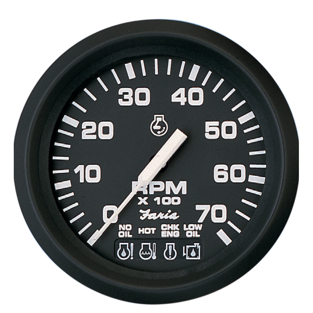 Faria Beede Instruments Euro Black 4-inch Tachometer with SystemCheck for Johnson/ Evinrude Outboard Engines