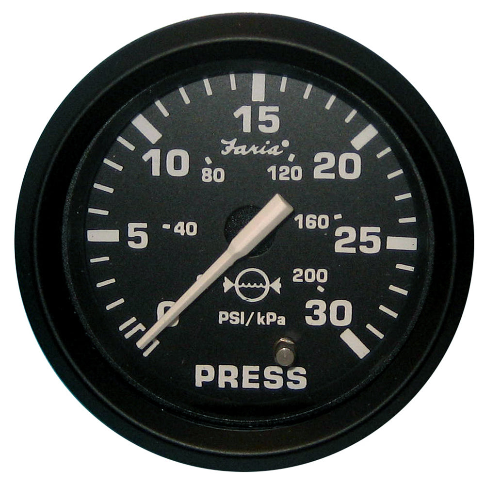 Faria Beede Instruments Euro Black 2-Inch Water Pressure Gauge (30 PSI)