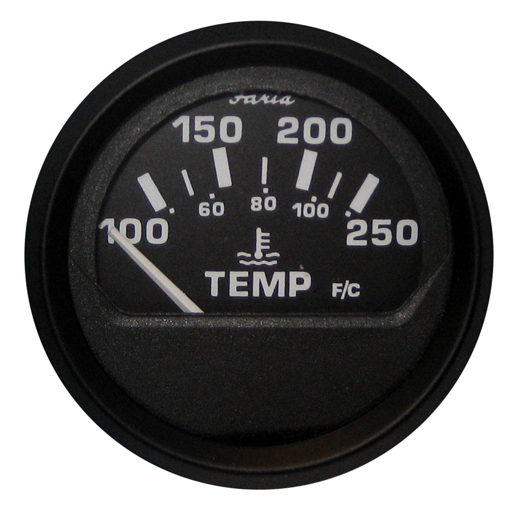 Faria Beede Instruments Euro Black 2-Inch Water Temperature Gauge (100-250°F)