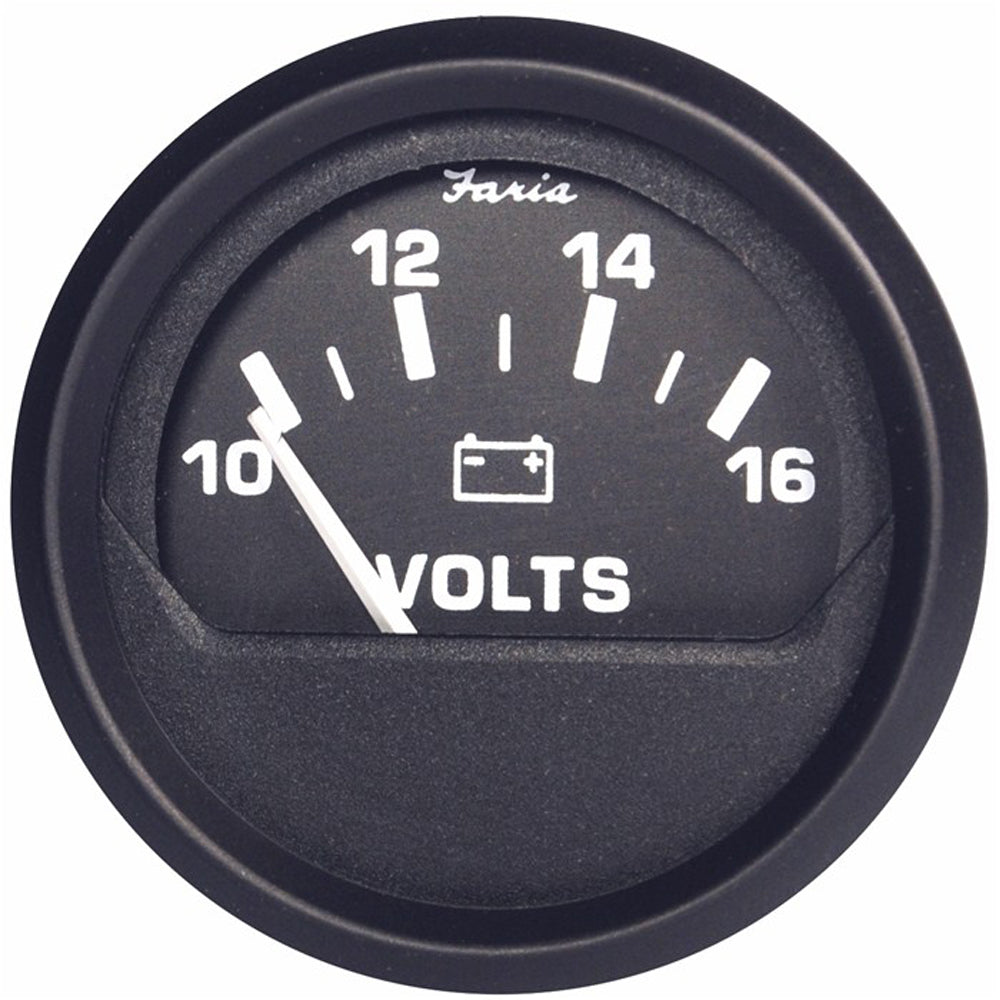 Faria Beede Instruments Euro Black 2-Inch Volt Meter (10-16 VDC)