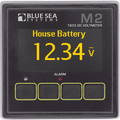 Blue Sea Systems 1833 M2 DC Voltmeter – Battery Voltage Monitor with Bright OLED Display