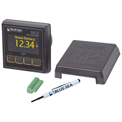 Blue Sea Systems 1833 M2 DC Voltmeter – Battery Voltage Monitor with Bright OLED Display
