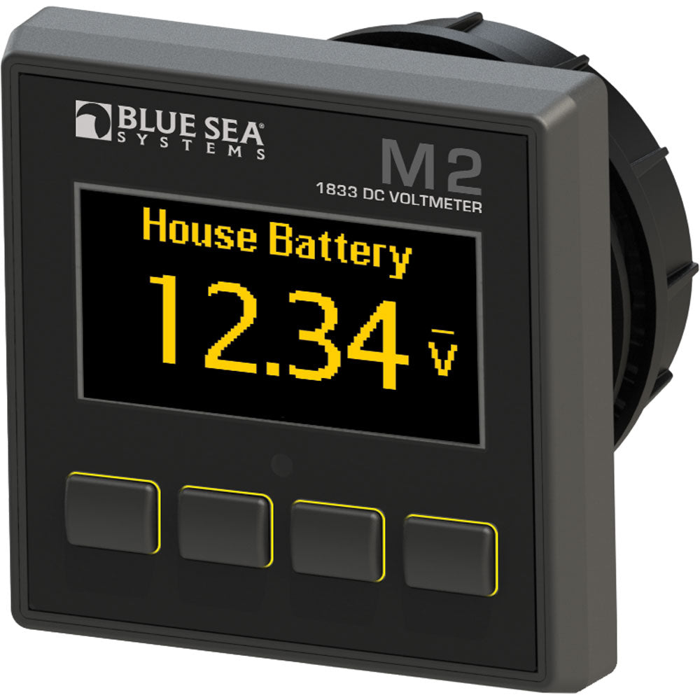 Blue Sea Systems 1833 M2 DC Voltmeter – Battery Voltage Monitor with Bright OLED Display
