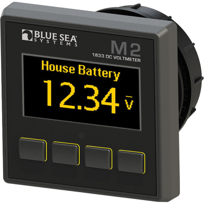 Blue Sea Systems 1833 M2 DC Voltmeter – Battery Voltage Monitor with Bright OLED Display