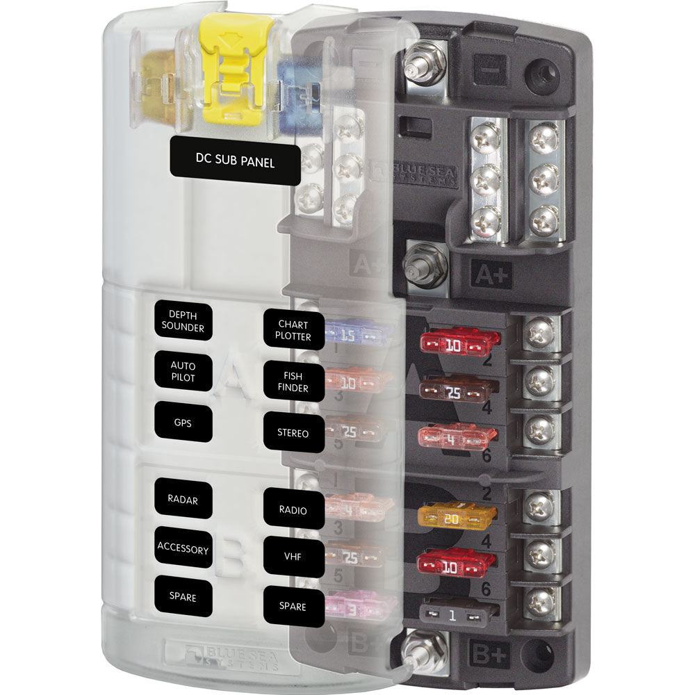 Blue Sea Systems ST-Blade Split Bus Fuse Block (Part #5032)