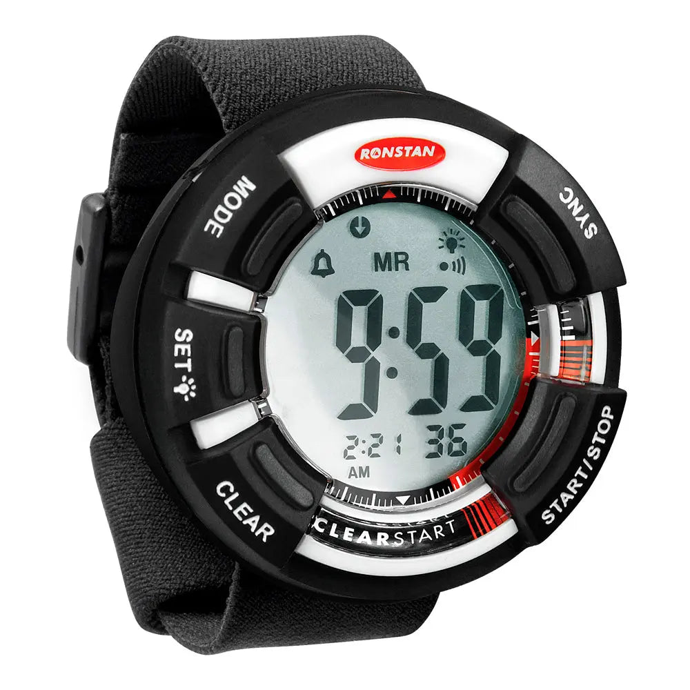 Ronstan Clear Start Race Timer 65mm Black and White – Sailing and Regatta Timer with Advanced Race Functions