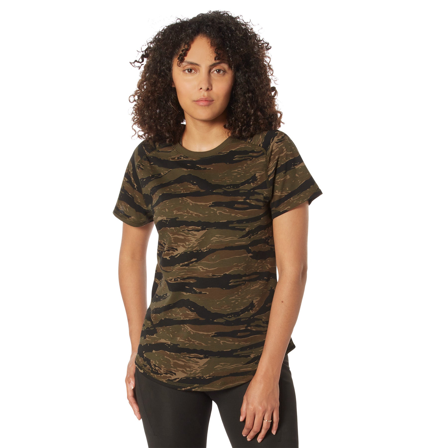 Rothco Women's Essential Moisture Wicking Raglan Sleeve T-Shirt in Tiger Stripe Camo, Size 2XL