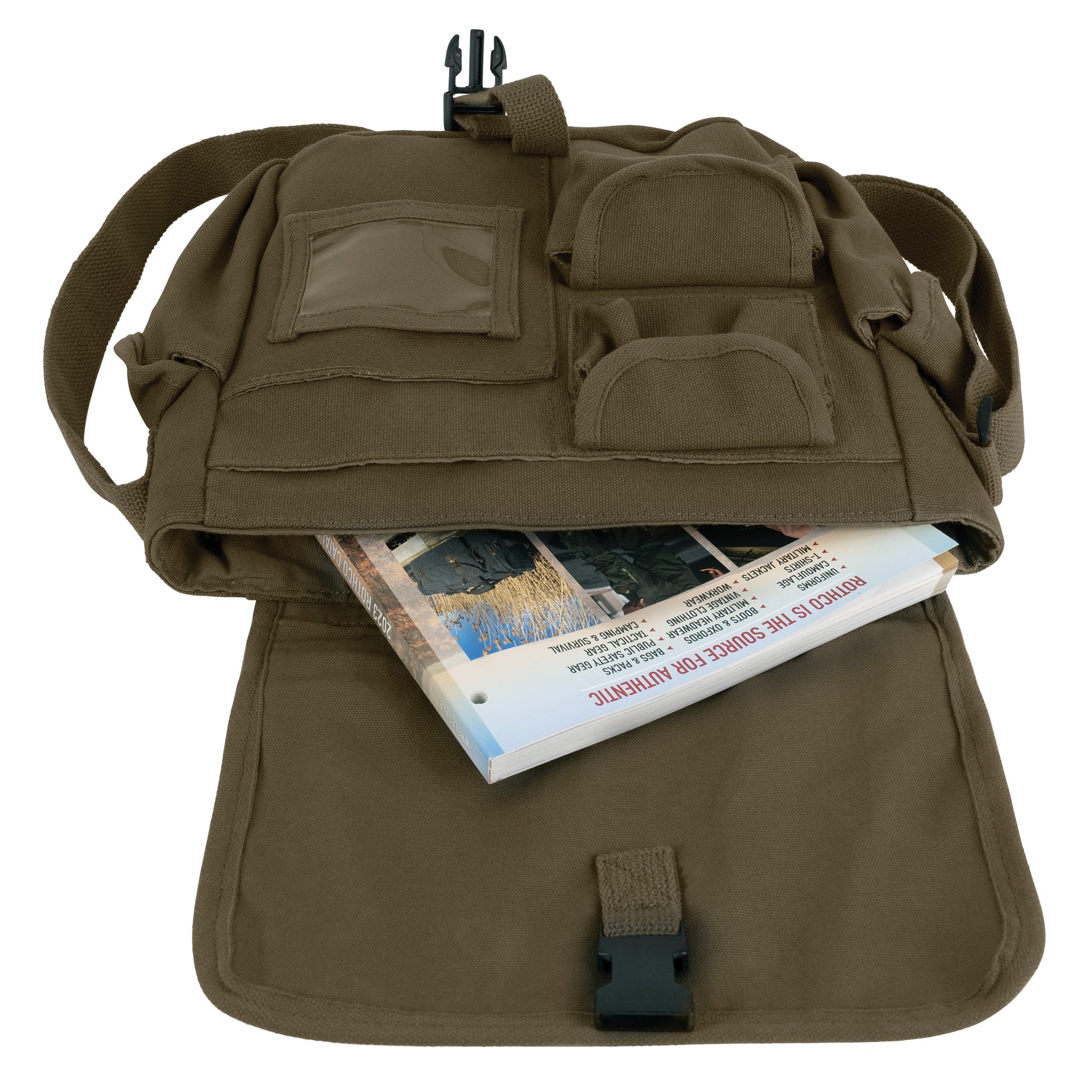 Rothco Canvas Urban Explorer Bag Olive Drab - Versatile 12-Pocket Messenger for Urban and Outdoor Use