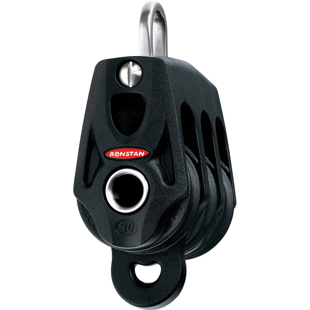 Ronstan Series 30 Triple Ball Bearing Orbit Block with Becket - Lightweight Marine Hardware