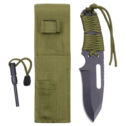 Rothco Large Paracord Knife with Fire Starter in Olive Drab - Part #36743