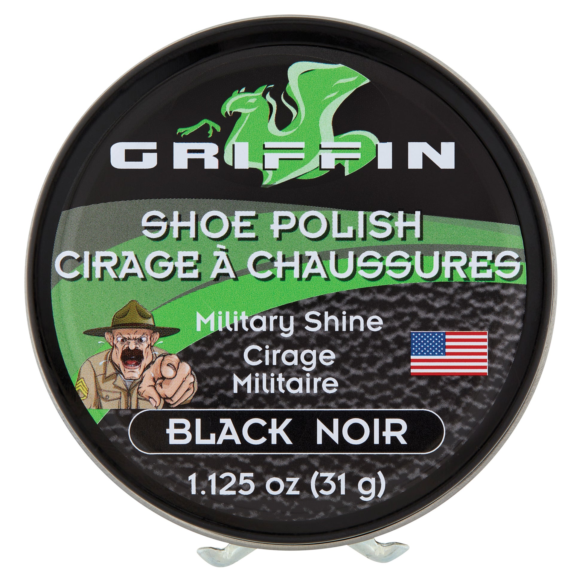 Griffin Military Shine Shoe Polish Part Number 20202 - Black Leather Shoe Care for Military & Tactical Footwear