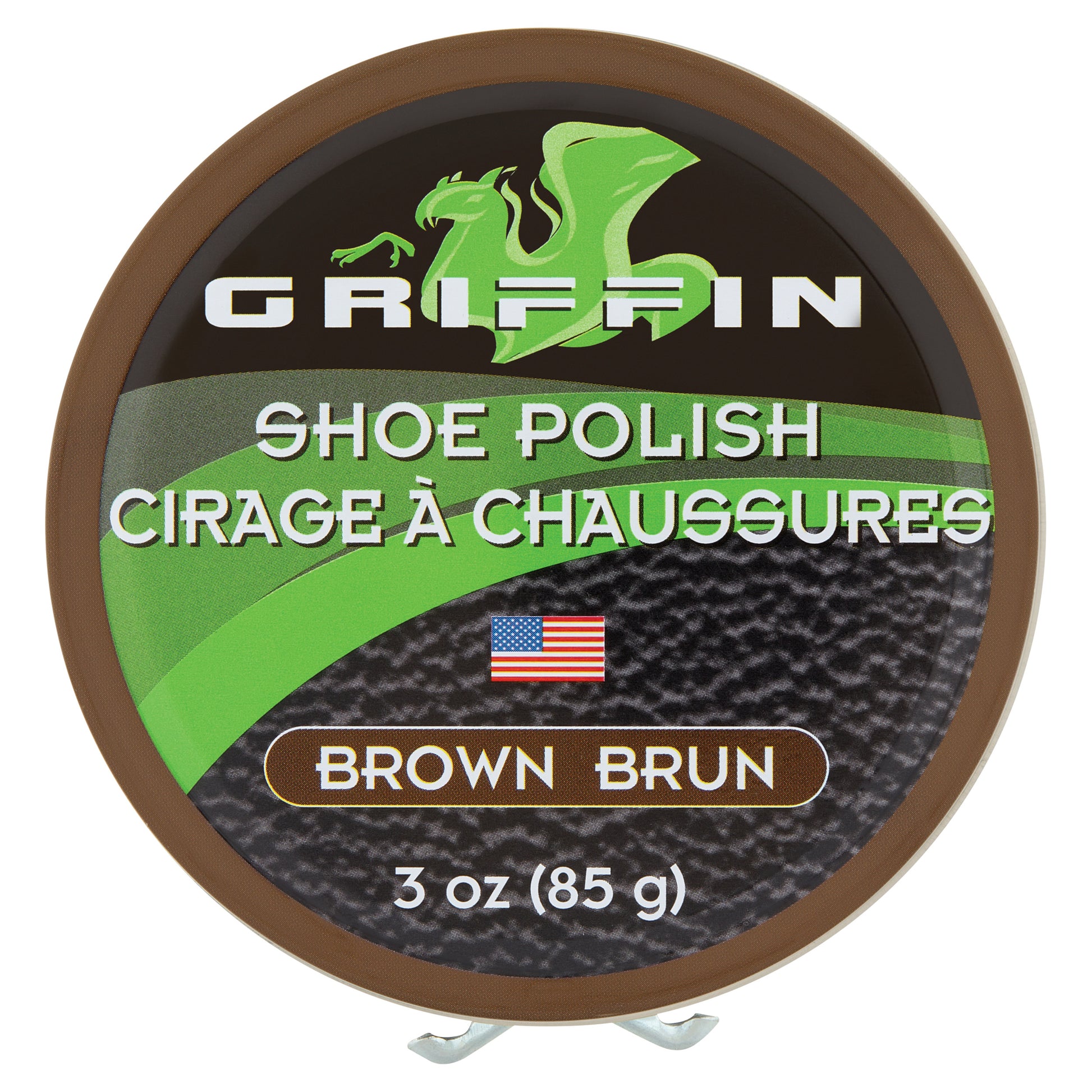 Griffin Shoe Polish 3 oz. Brown – High Shine Leather Care with Carnauba and Beeswax