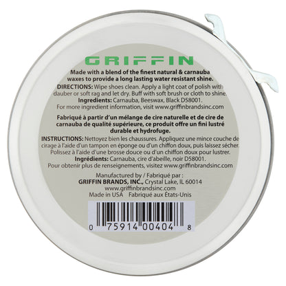 Griffin Military Shine Shoe Polish Part Number 20202 - Black Leather Shoe Care for Military & Tactical Footwear